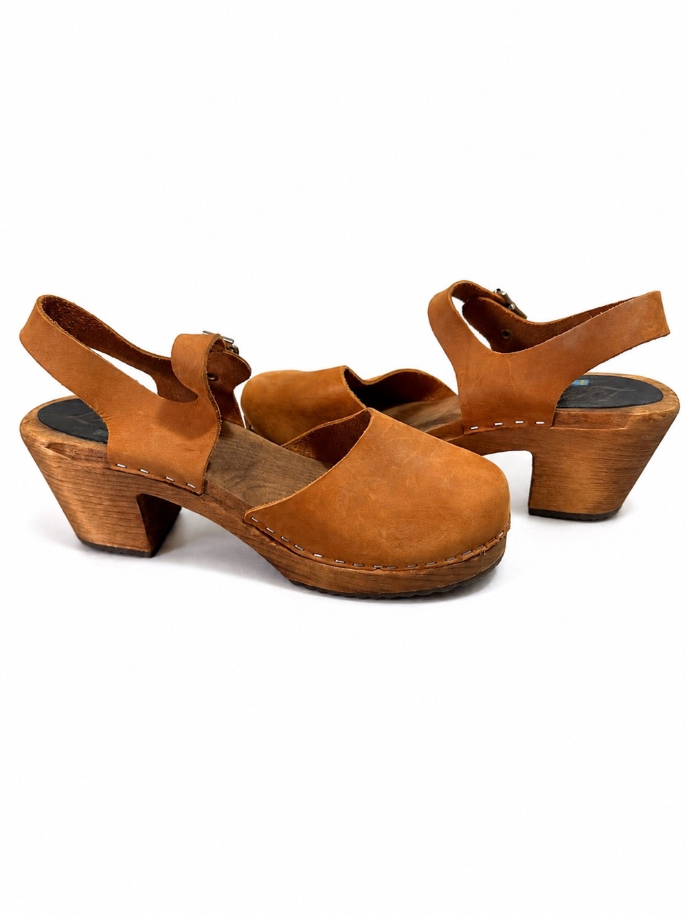 Lotta From Stockholm Highwood Wooden Clogs Cognac Leather EU 40 US 9